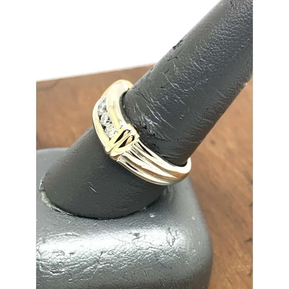 Wedding Band Two Tone 14k Gold Diamond 0.50ctw Ring Estate Jewelry Size 9.25